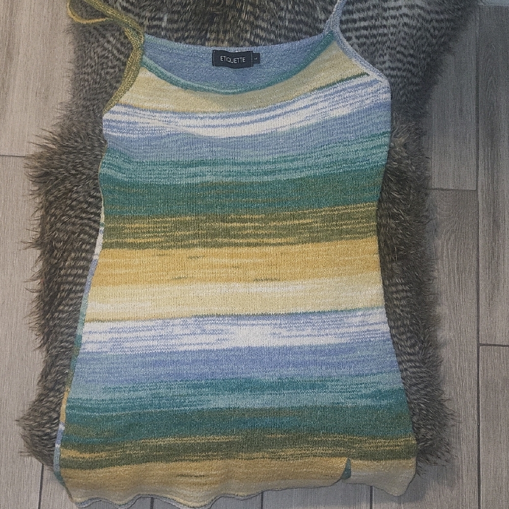 Etiquette Clothiers Fitted Ribbed Camisole Dress in Yellow and Green